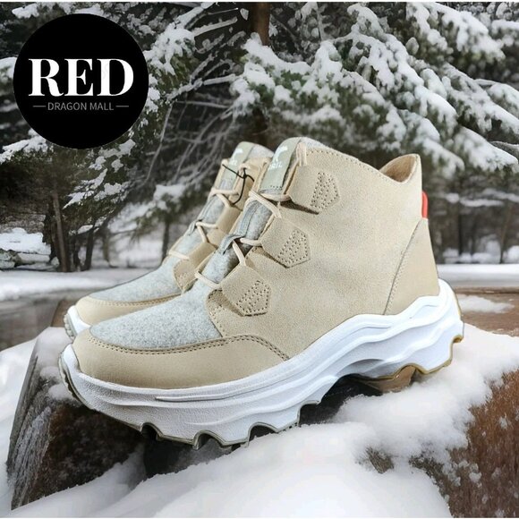 Sorel Kinetic Breakthru Caribou Waterproof Boots Nova Sand Stone - Women's Sz 10 - Picture 1 of 16